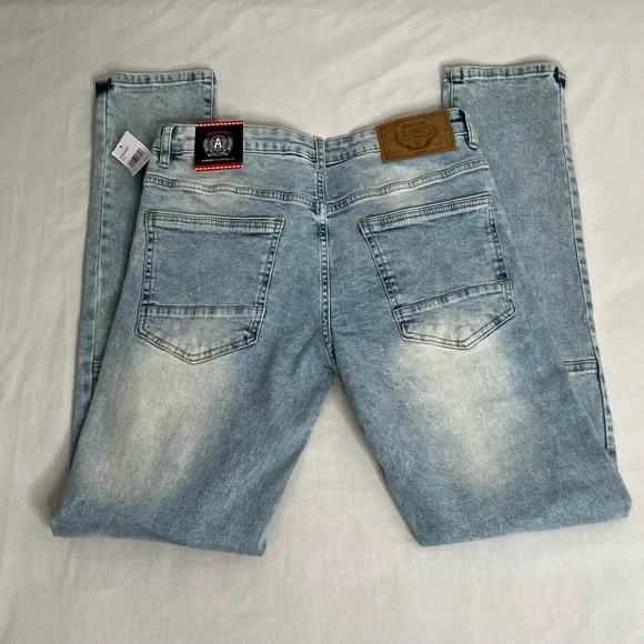 Akademiks Jeanius Level Men’s Jeans Distressed straight Legs denim Size 30X32 - Picture 4 of 8